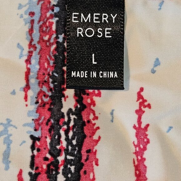 Emery Rose | Blue, REd and Black  Blouse | Size Large - Picture 5 of 8